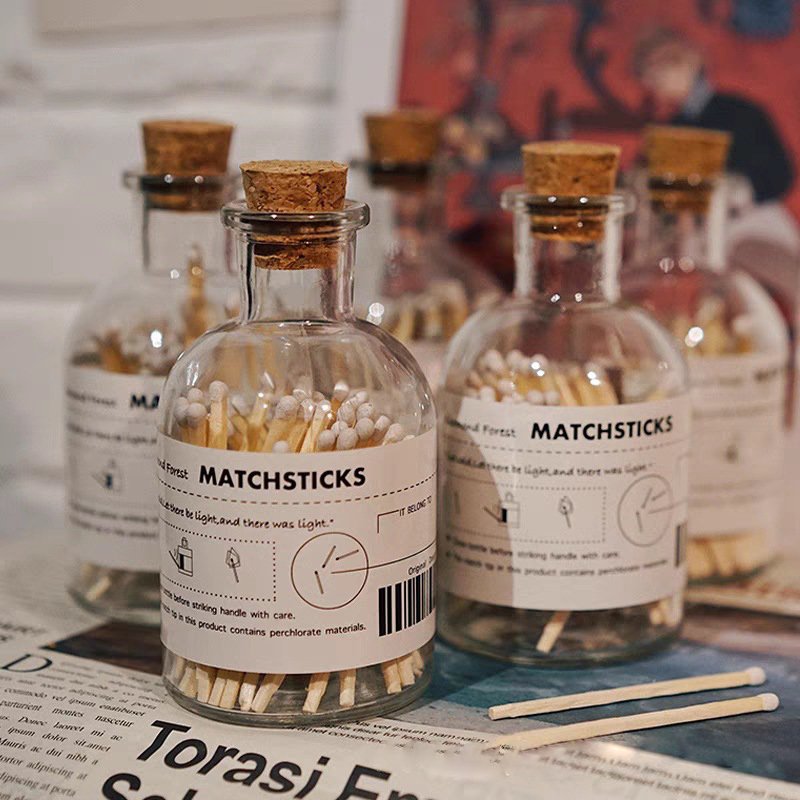 Colored Logo Waterproof Small Safety Matches Apothecary Glass Bottle Match Stick Jar Matches In Glass Jar