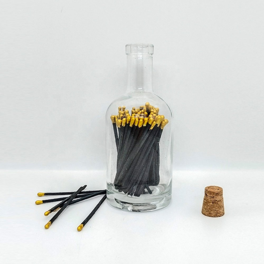Custom private label handmade personalized custom matches in glass jar Luxury Large Matches glass bottle matches