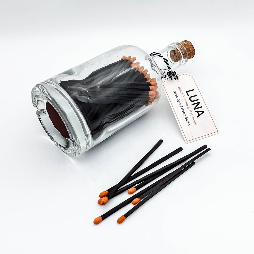 Custom private label handmade personalized custom matches in glass jar Luxury Large Matches glass bottle matches