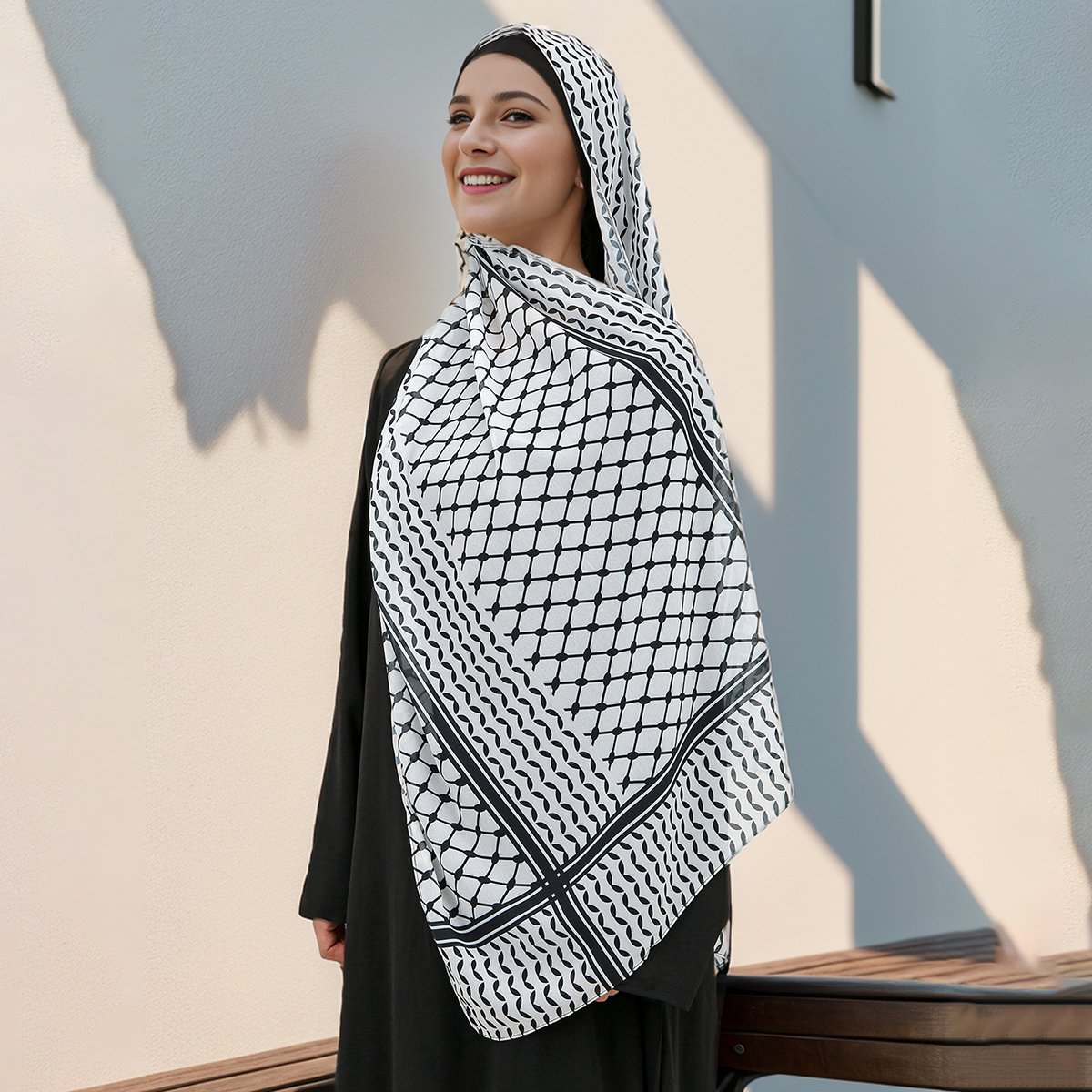Middle East Women Muslim Prayer Bonnet Scarf Set Inner Cap Two Piece Matching Chiffon Hijab With Undercap Set