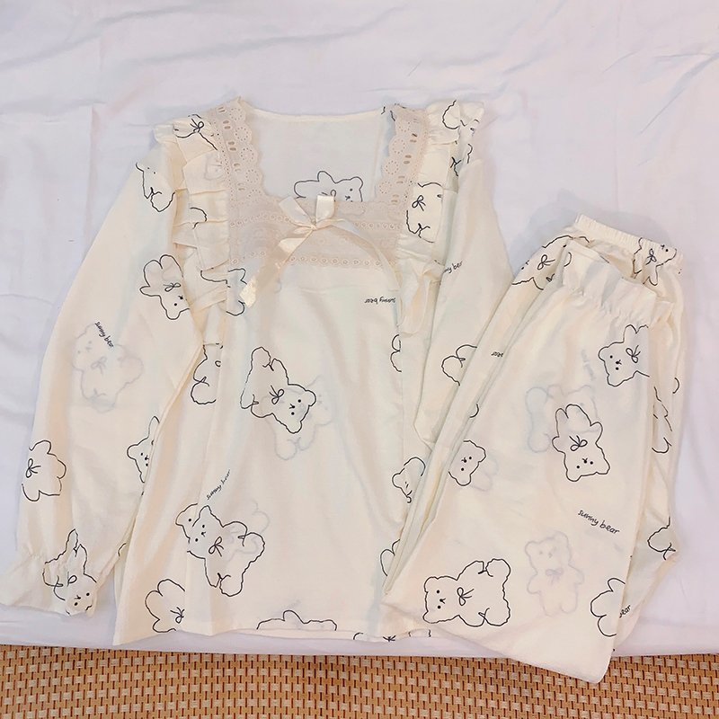 Wholesale matching family pajamas, square neckline long sleeve and pants 2 piece pajamas, pajamas for women set