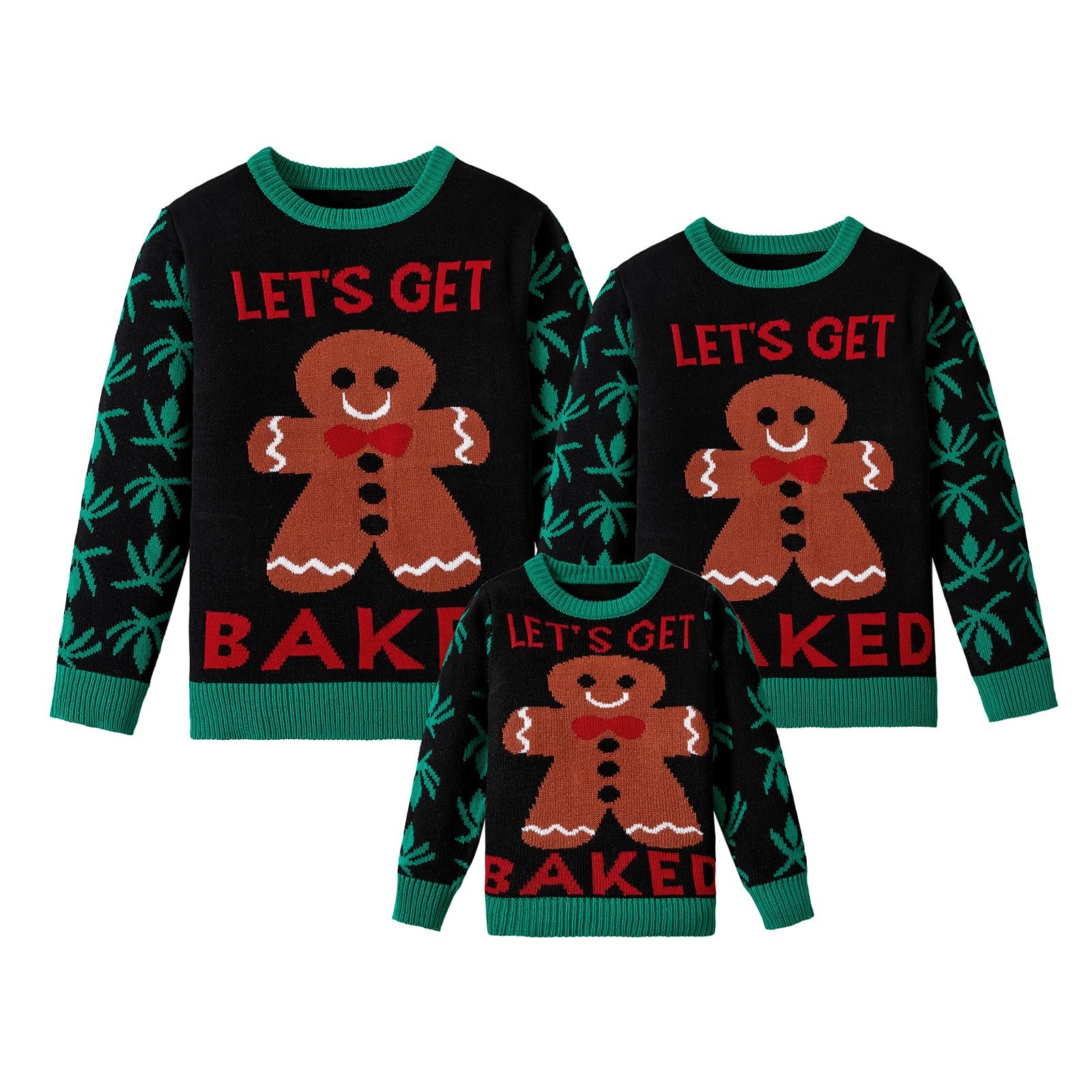 Custom Wholesale OEM/ODM Ugly Christmas Sweater Cartoon Design Crew Neck Sweaters Long Sleeve Family Matching Knitted Tops