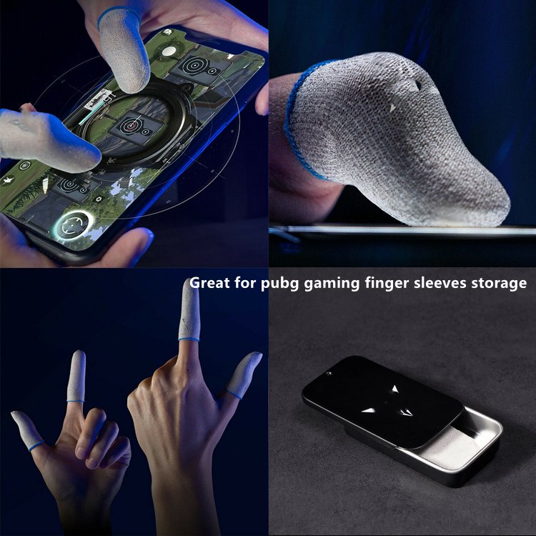 60x34x11mm Rectangular Sliding Tin Can for Pubg Gaming Anti-sweat Finger Sleeves & Powder