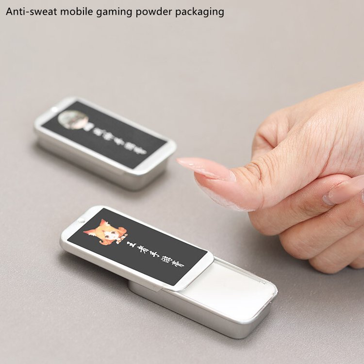 60x34x11mm Rectangular Sliding Tin Can for Pubg Gaming Anti-sweat Finger Sleeves & Powder