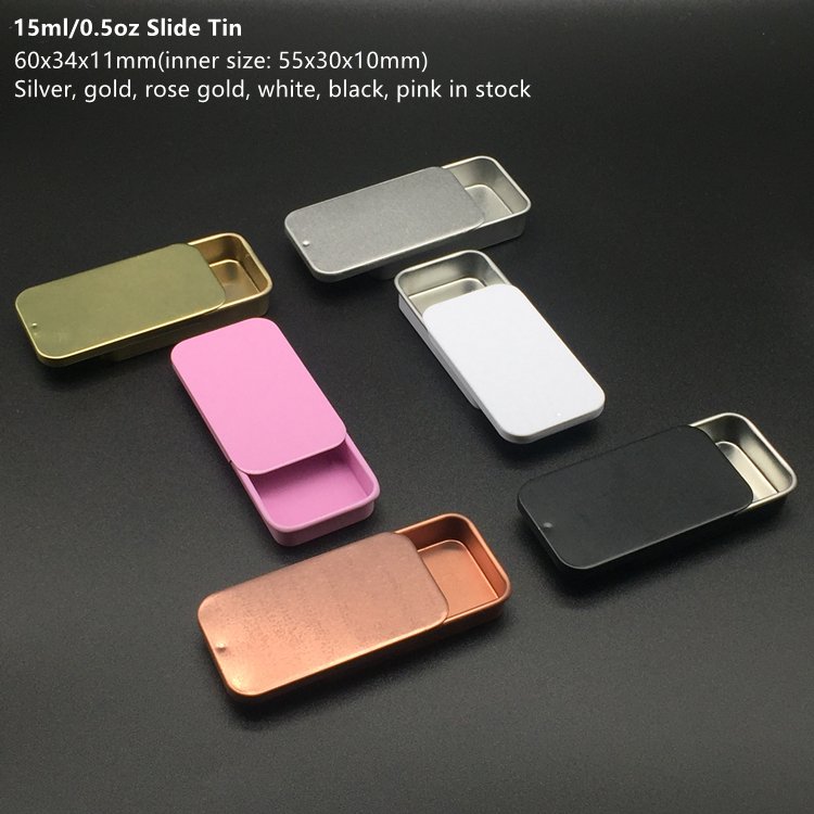 60x34x11mm Rectangular Sliding Tin Can for Pubg Gaming Anti-sweat Finger Sleeves & Powder