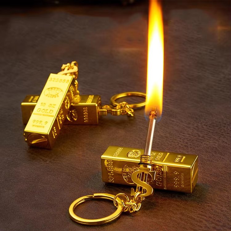 Gold bar bullet match lighter, waterproof outdoor camping multifunctional keychain, kerosene windproof lighter