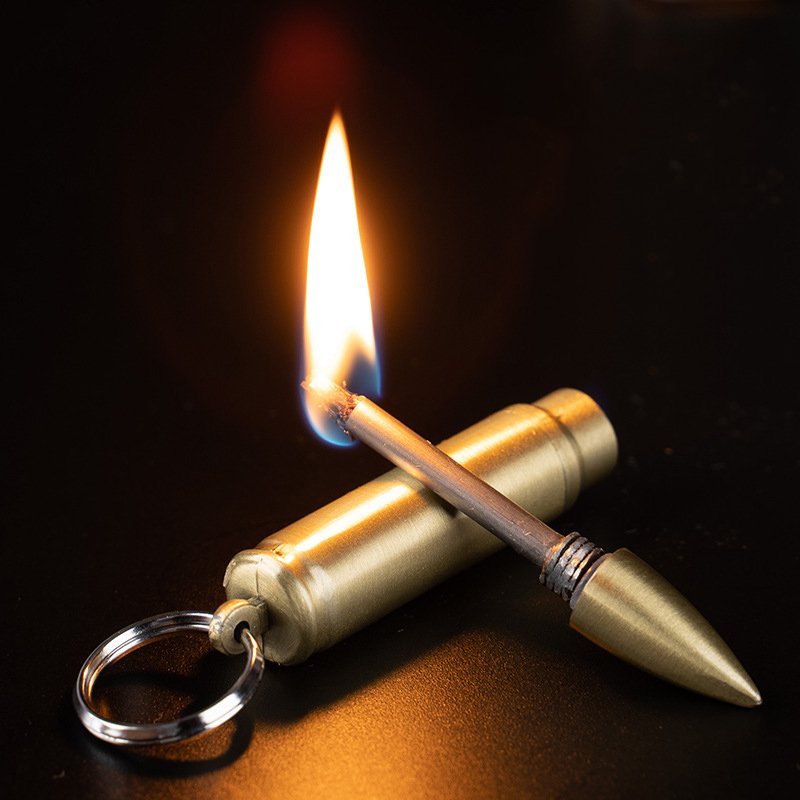 Gold bar bullet match lighter, waterproof outdoor camping multifunctional keychain, kerosene windproof lighter