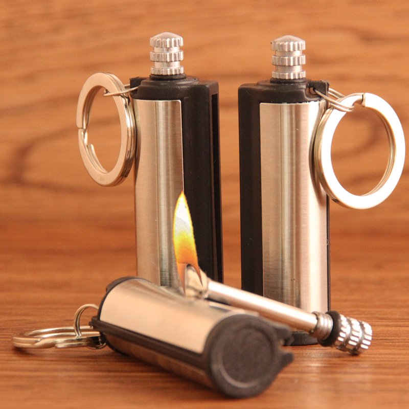 Gold bar bullet match lighter, waterproof outdoor camping multifunctional keychain, kerosene windproof lighter