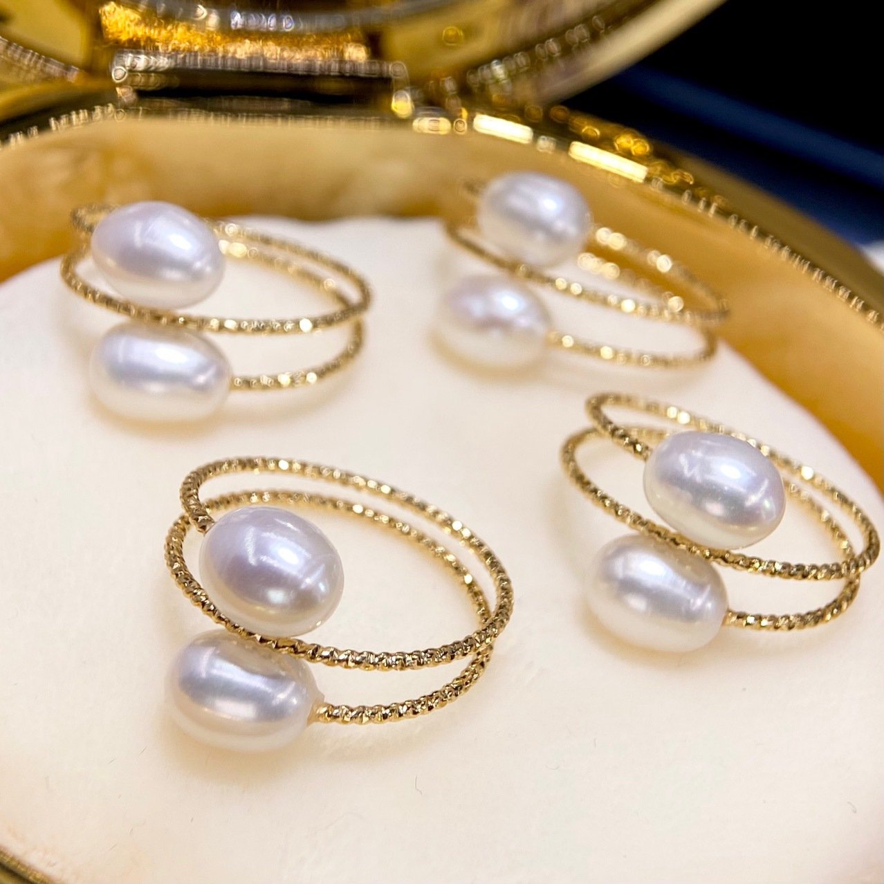 Wholesale Hot sale natural freshwater rice pearl ring all-matched female rings fashion women jewelry