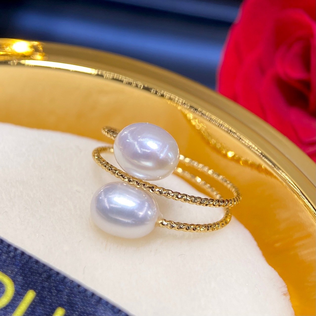 Wholesale Hot sale natural freshwater rice pearl ring all-matched female rings fashion women jewelry