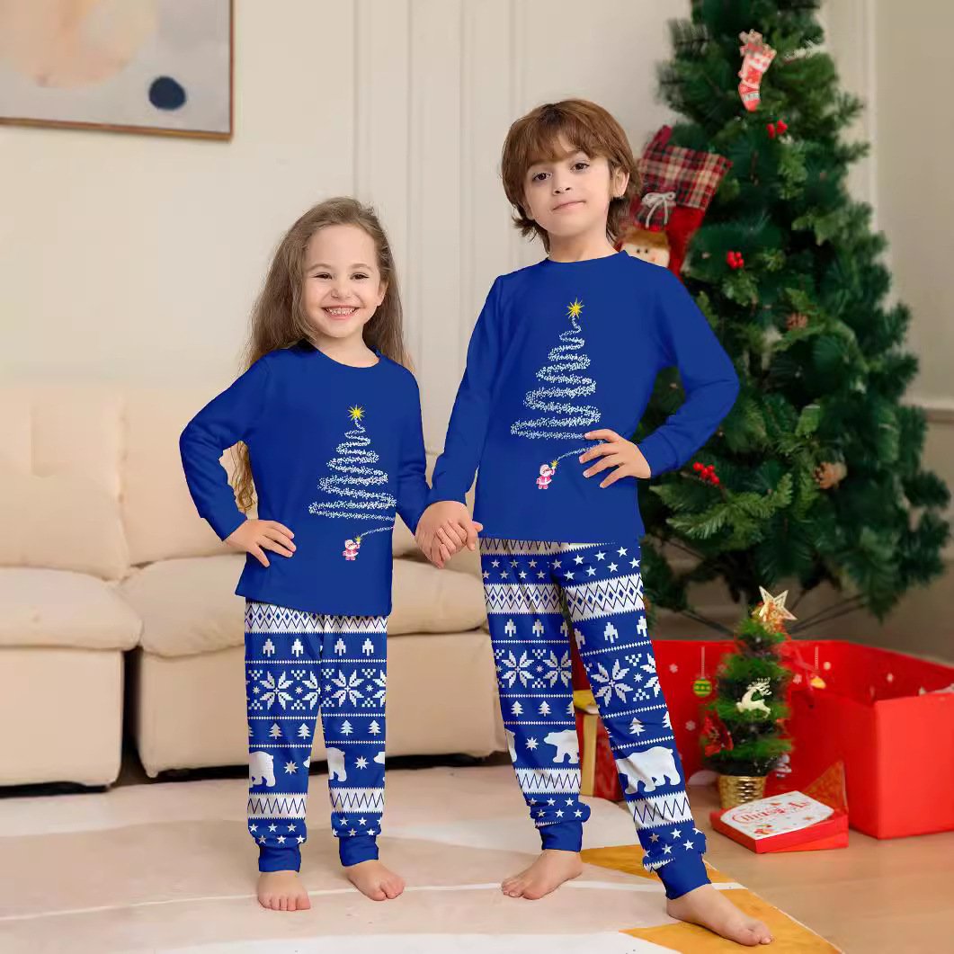 Hot Sale Christmas Family Pajamas Long Sleeve Loungewear Family matching outfits for Kids Night Pyjamas