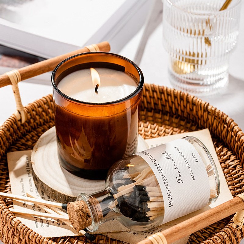 wholesale factory safety wooden Corks stopper candle matches in glass bottle custom color Head Matchsticks