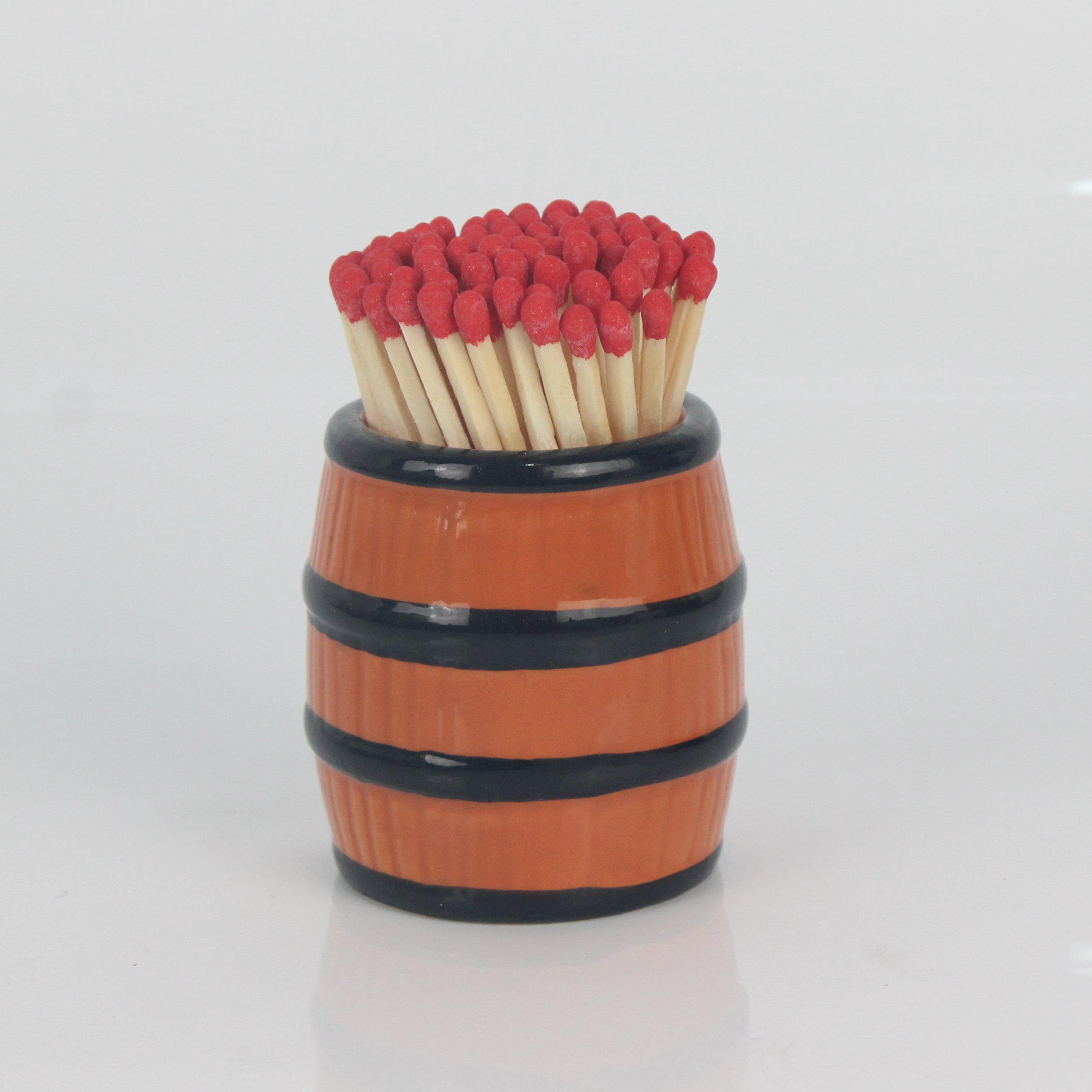 Customized Matches in a Jar Barrel shot shape Match Stick Holder Ceramic Match Holder with Striker