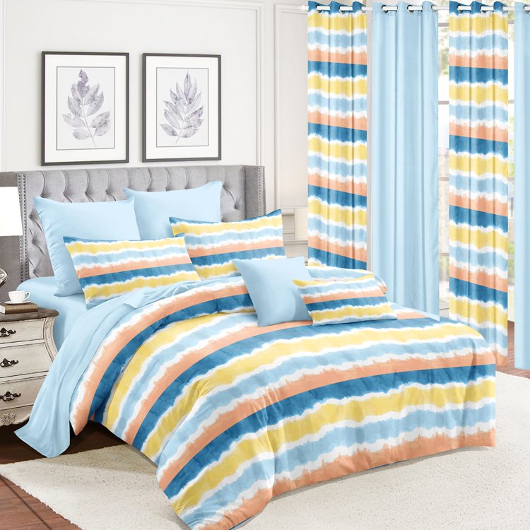 Microfiber Bedding Set With Matching Curtains Strongly Recommended Duvet Cover Set For Rooms 5 Pc Woven Design