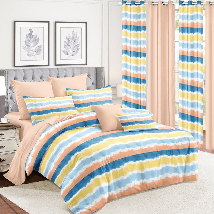 Microfiber Bedding Set With Matching Curtains Strongly Recommended Duvet Cover Set For Rooms 5 Pc Woven Design