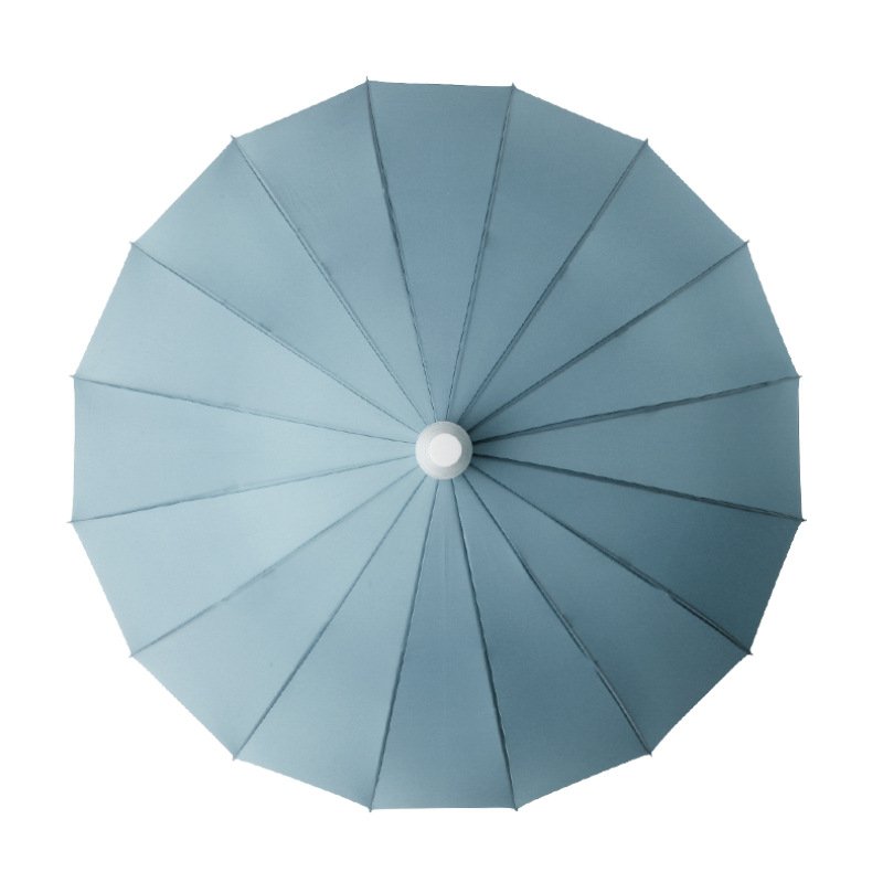 Matching color umbrella straight style 16 ribs hook leather handle auto open for wholesale from china exw