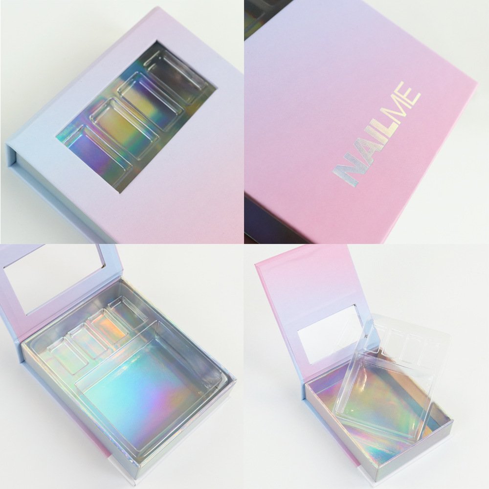 Lip gloss custom direct sales surprise gift box Craft printing contact lens packaging Transparent window color nail paper box