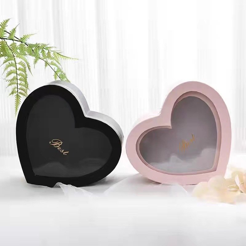 Valentine's Day Mothers Day Chocolate Sweets Rose Flower Packaging Heart Shaped Gift Box With Window