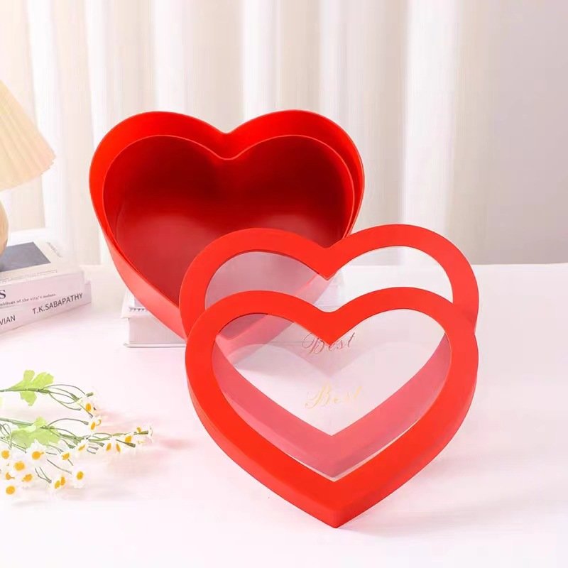 Valentine's Day Mothers Day Chocolate Sweets Rose Flower Packaging Heart Shaped Gift Box With Window