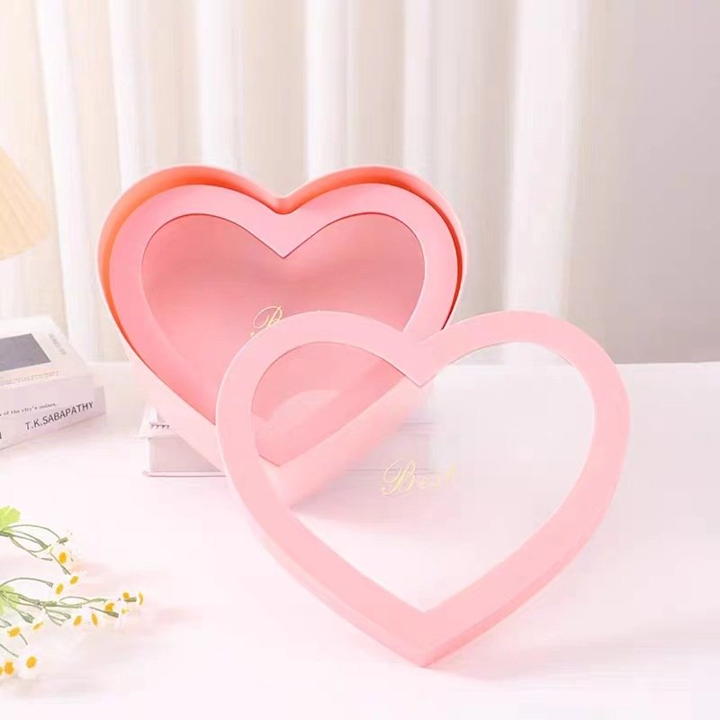 Valentine's Day Mothers Day Chocolate Sweets Rose Flower Packaging Heart Shaped Gift Box With Window