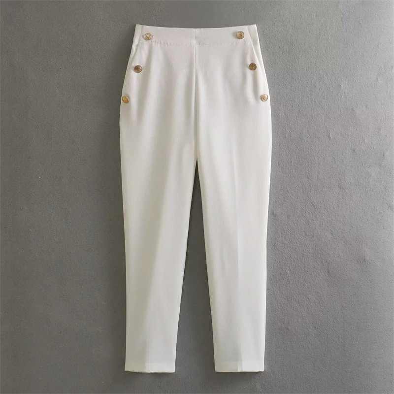 TAOP&ZA 2023 autumn new women's all-match pencil pants loose high waist button-trimmed casual pants 9929020 9929120