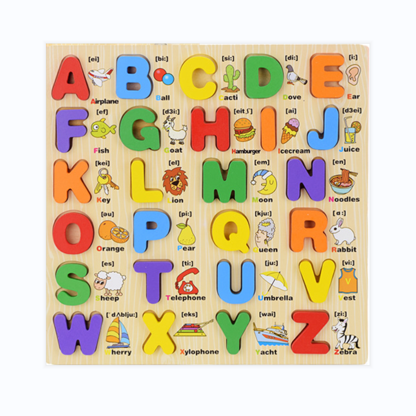 Alphabet shape puzzles abc 3d matching puzzle wooden toys for kids