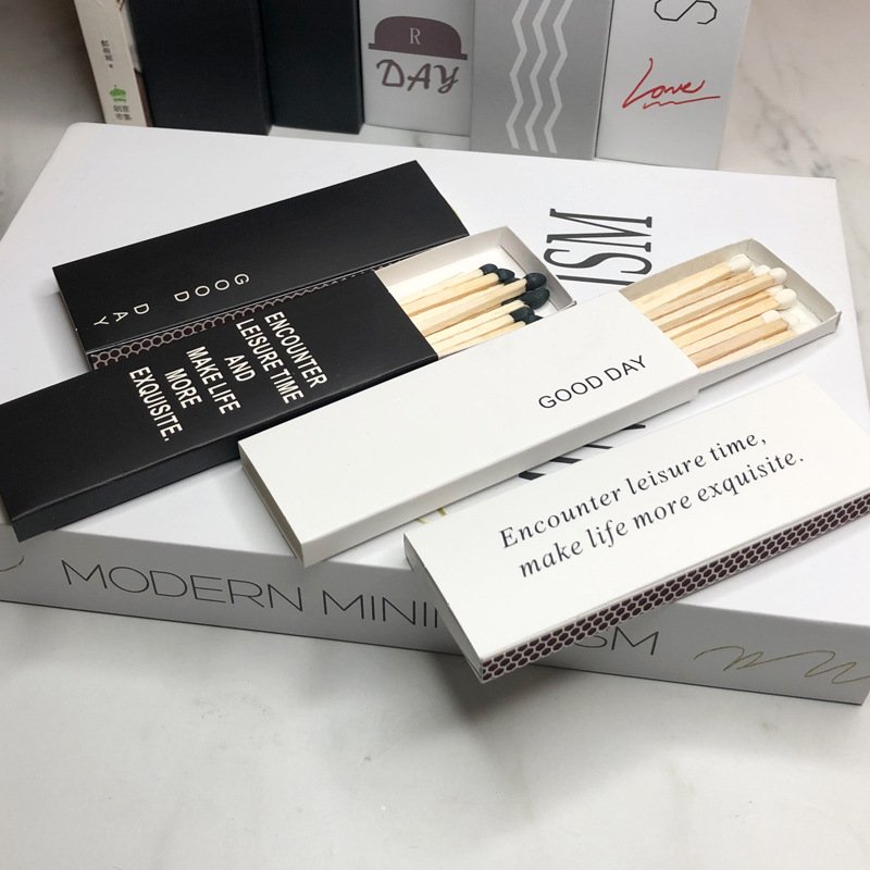 Hot sale black and white match wooden stick matches custom hotel advertising safety matchbox household matches