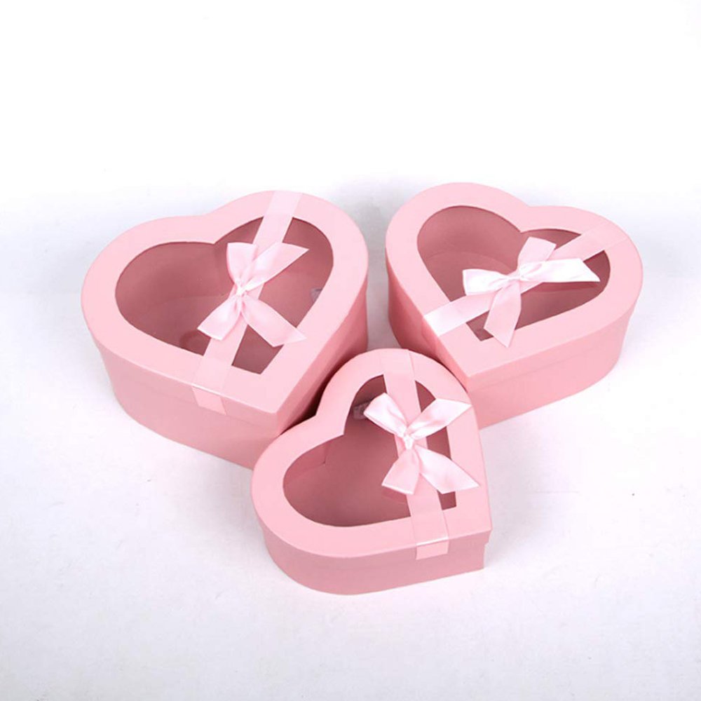 lowers Packaging Strawberries Sweets Gift Box Valentines Cookie Box Hearts Treat Box with Clear Lid