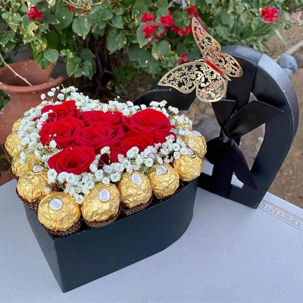 lowers Packaging Strawberries Sweets Gift Box Valentines Cookie Box Hearts Treat Box with Clear Lid