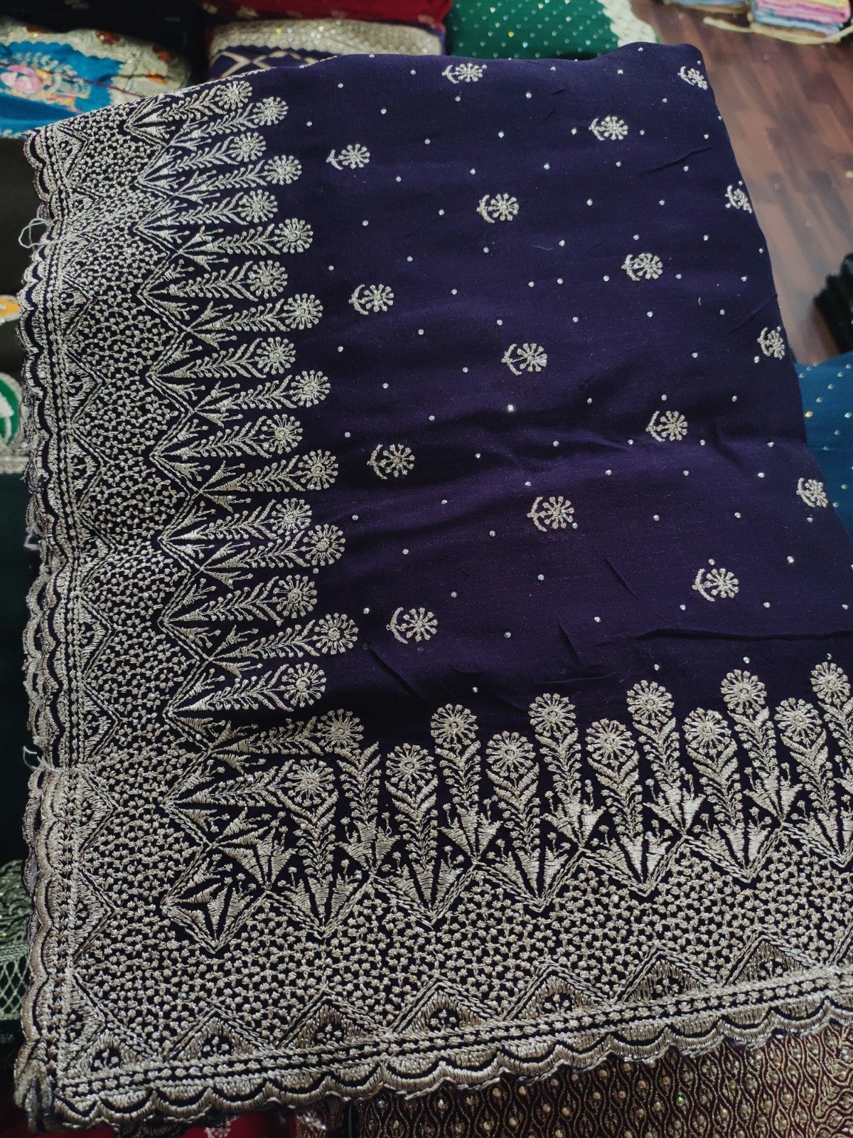 Exquisite Vichitra Silk Saree with Heavy Zari Border & Stone Work Paired with Matching Blouse-Elegance Redefined for Adults