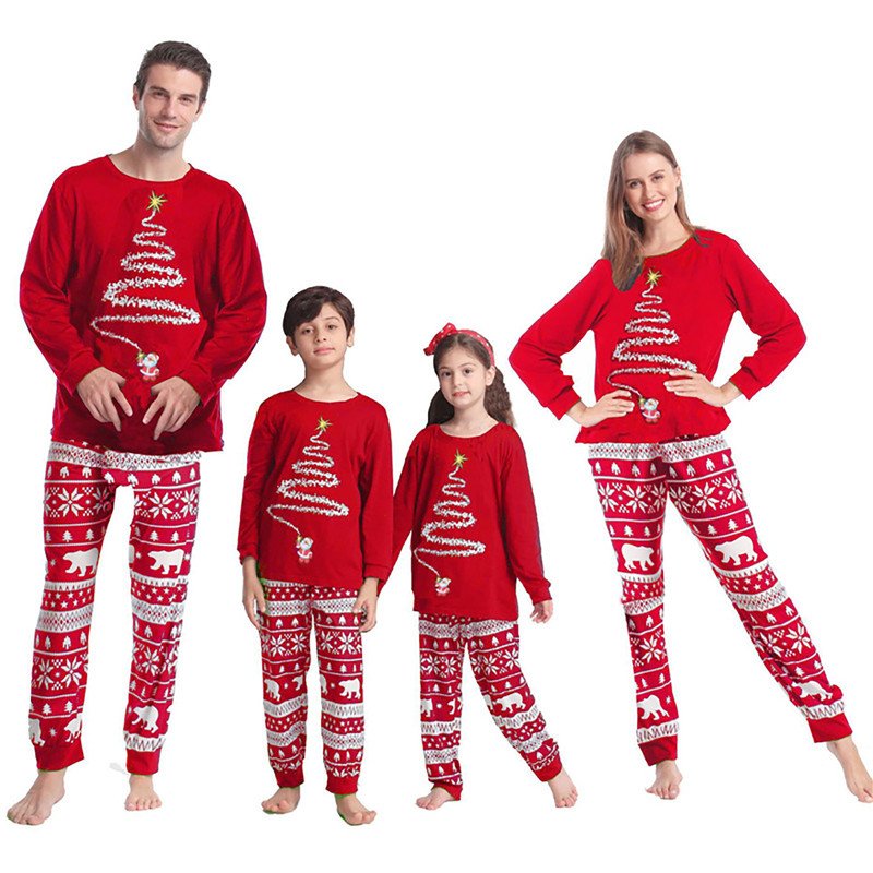PASUXI Family Christmas Pajamas Set Fashion Print Father Mother Kids Dog Family Matching Clothes Outfits Family Sleepwear