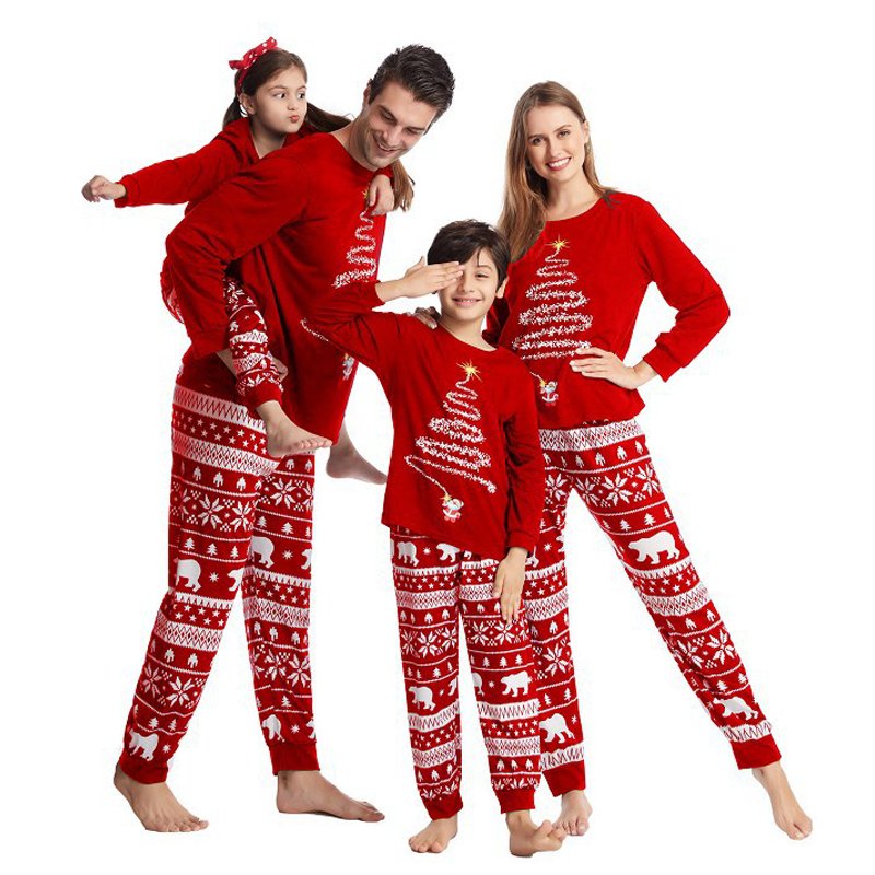 PASUXI Family Christmas Pajamas Set Fashion Print Father Mother Kids Dog Family Matching Clothes Outfits Family Sleepwear