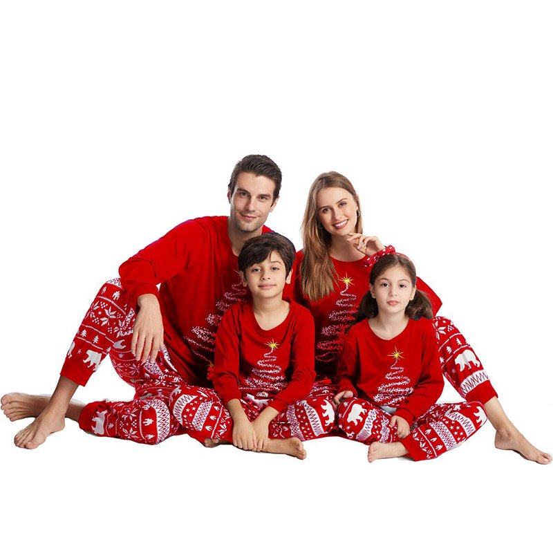PASUXI Family Christmas Pajamas Set Fashion Print Father Mother Kids Dog Family Matching Clothes Outfits Family Sleepwear