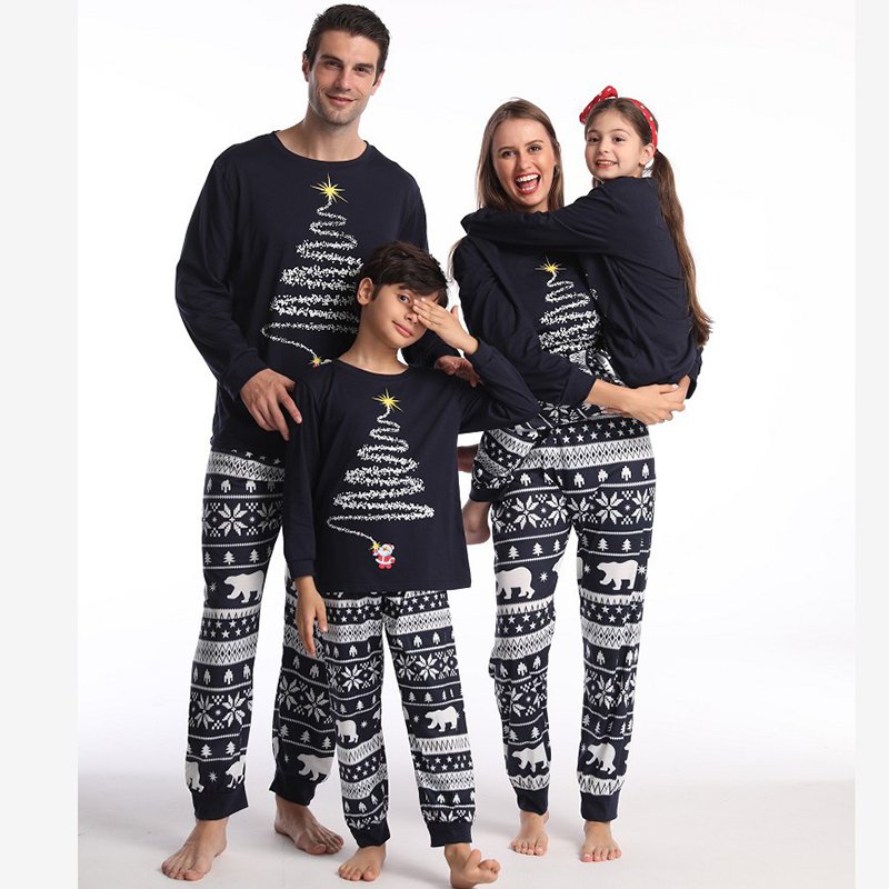 PASUXI Family Christmas Pajamas Set Fashion Print Father Mother Kids Dog Family Matching Clothes Outfits Family Sleepwear