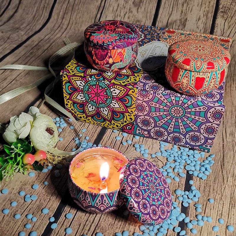 Hot Sales Wholesale Luxury Gift Set Metal Aroma Tins Jar Candle Natural Soy Wax Scented Candles
