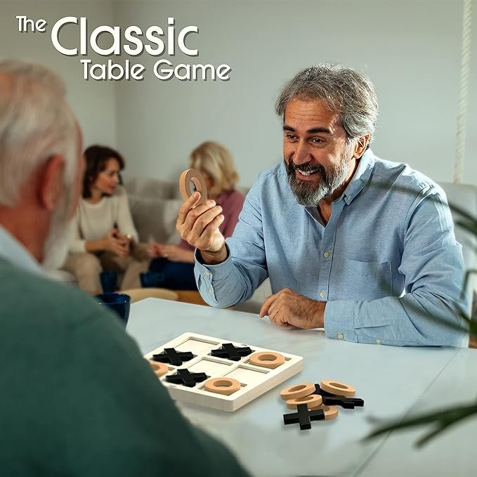 Keeping Busy Tic Tac Toe Wooden Board Game with Templates Busy Boxes for Dementia Patients - Big Matching Games for Adults