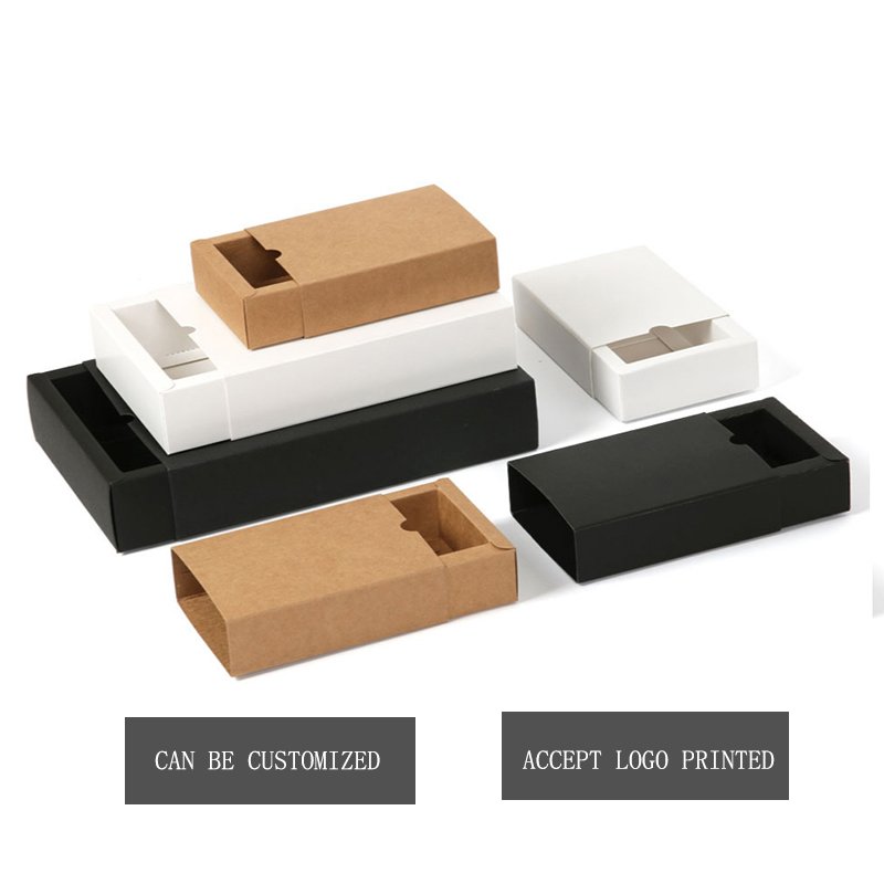 White Black Kraft Drawer Paper Box Custom Logo Folding Soap Recycled Brown Kraft Paper Box Packaging