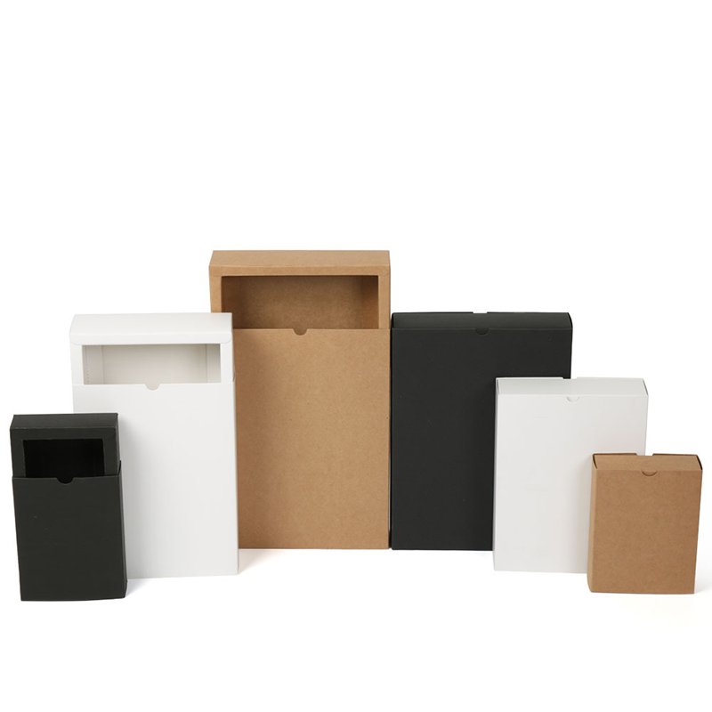 White Black Kraft Drawer Paper Box Custom Logo Folding Soap Recycled Brown Kraft Paper Box Packaging