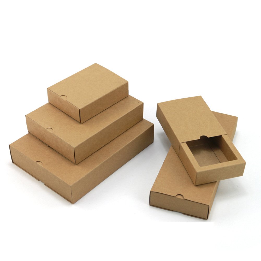 White Black Kraft Drawer Paper Box Custom Logo Folding Soap Recycled Brown Kraft Paper Box Packaging