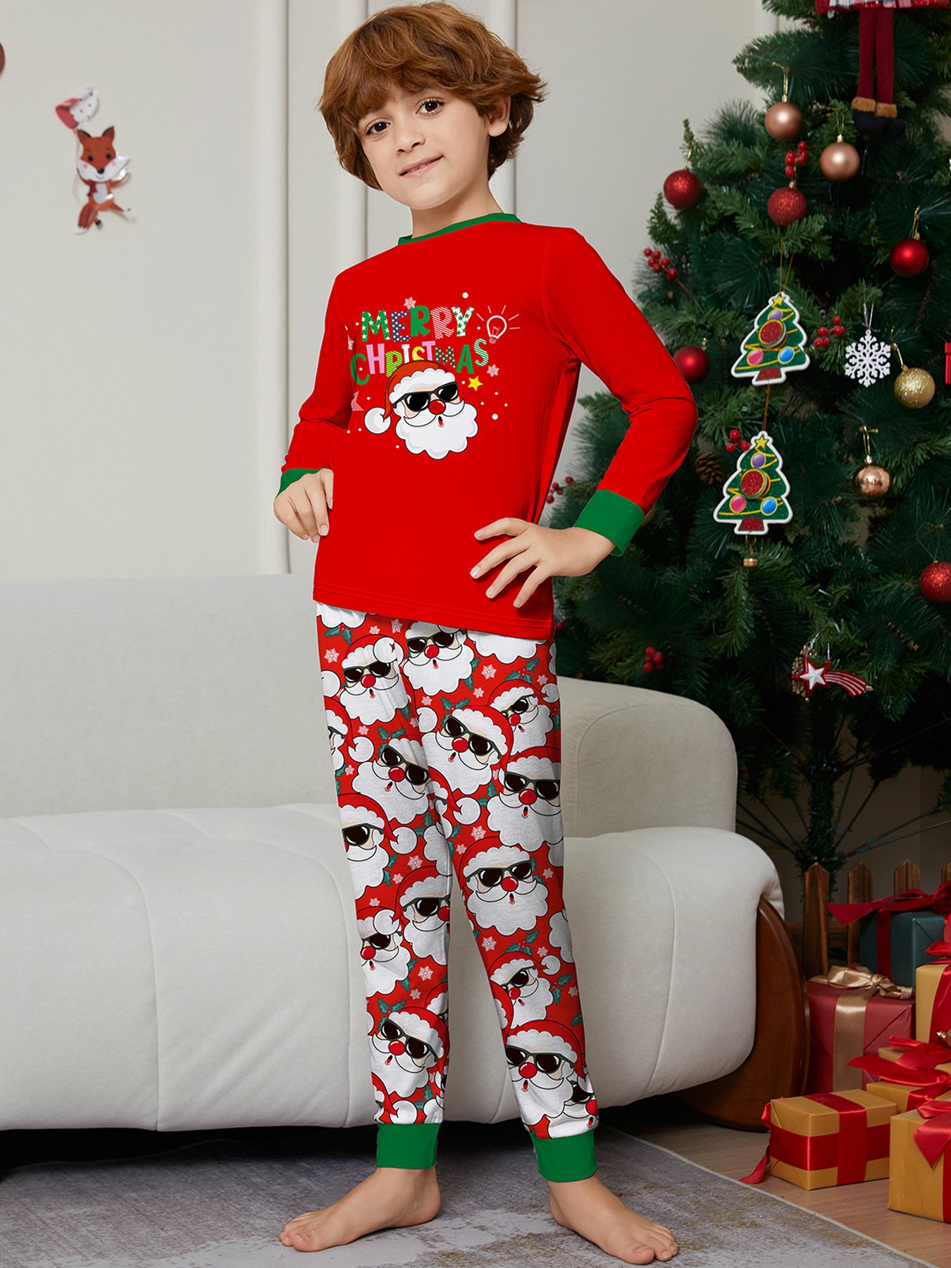New Year Long Sleeve Fashion Europe And America Christmas Matching Family Pajamas 2024 Christmas Pajamas