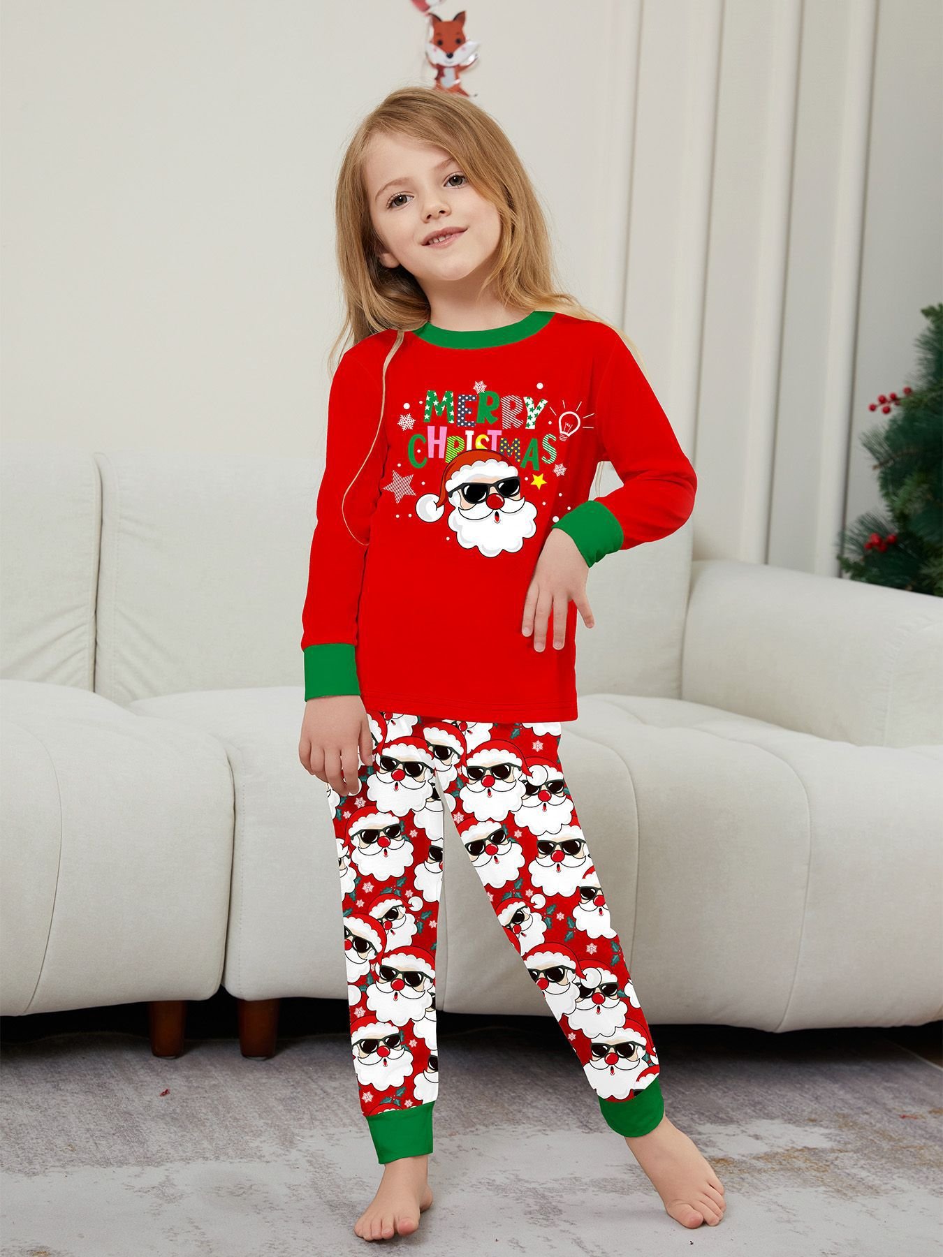 New Year Long Sleeve Fashion Europe And America Christmas Matching Family Pajamas 2024 Christmas Pajamas