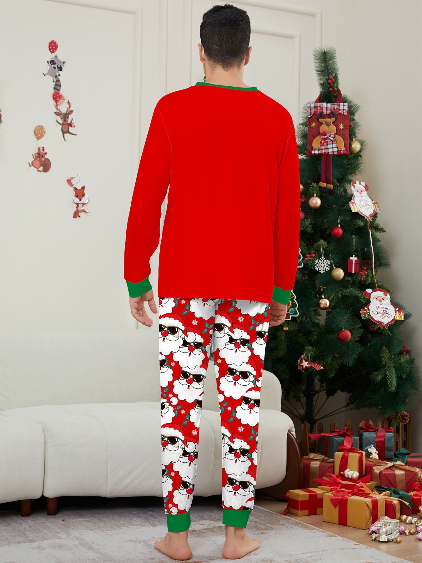 New Year Long Sleeve Fashion Europe And America Christmas Matching Family Pajamas 2024 Christmas Pajamas