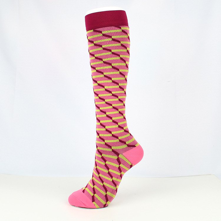 Factory Custom Polka Dot Color Matching Stripes Colorful Cotton Breathable Sports Compression Sports Stretch Socks