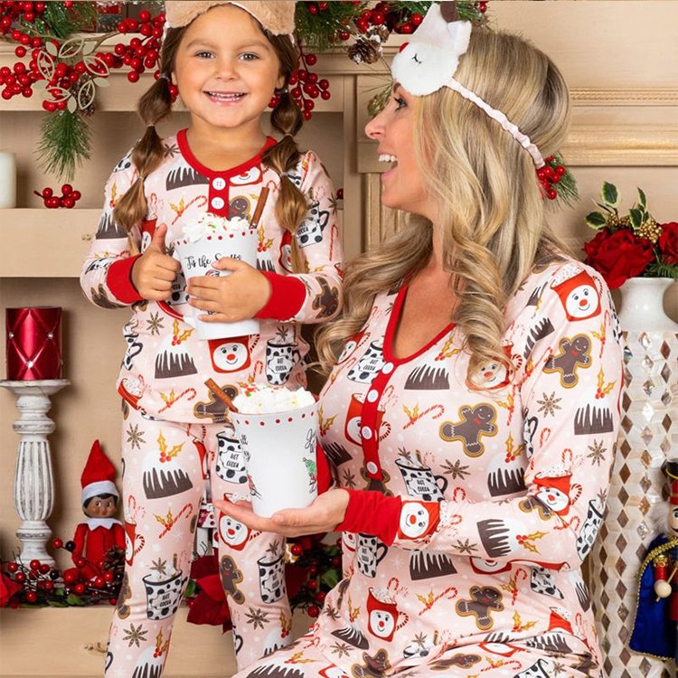 Family Christmas Pajamas Maternity family matching christmas outfits Organic Cotton Bamboo Mom Pajamas and Kids Pajama Set