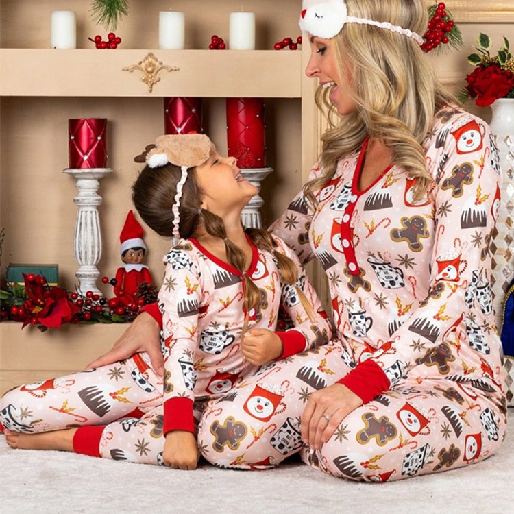 Family Christmas Pajamas Maternity family matching christmas outfits Organic Cotton Bamboo Mom Pajamas and Kids Pajama Set