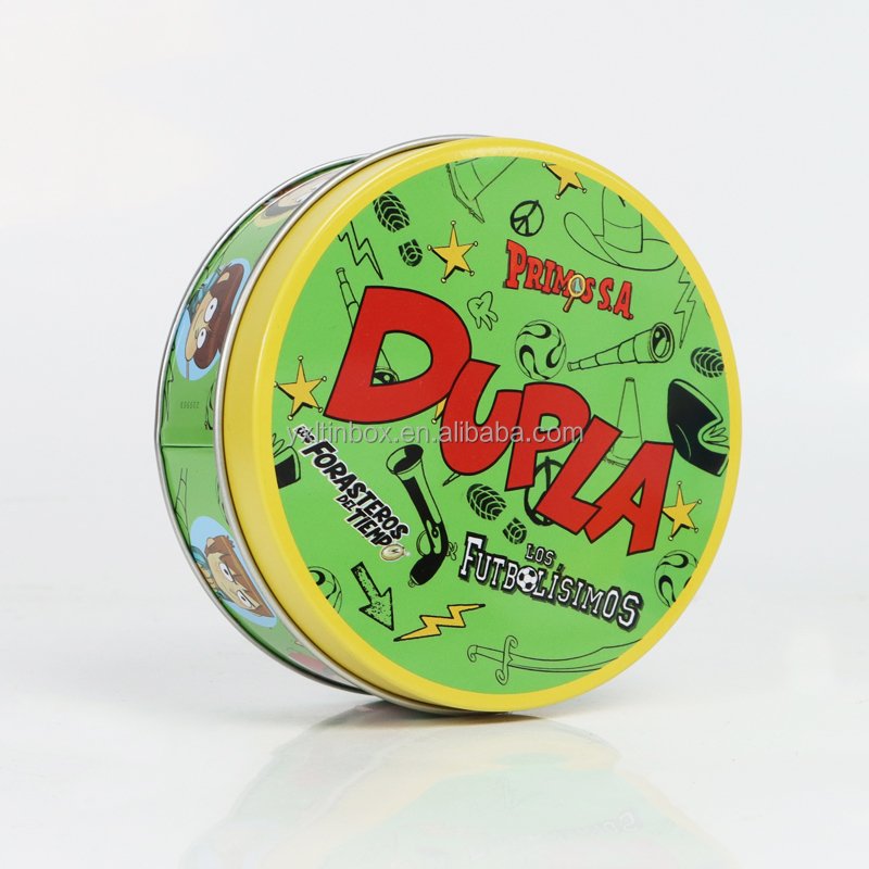 Recyclable Wholesale custom Design Family Children Round tin cans for Matching Memory Card Game Maker packaging