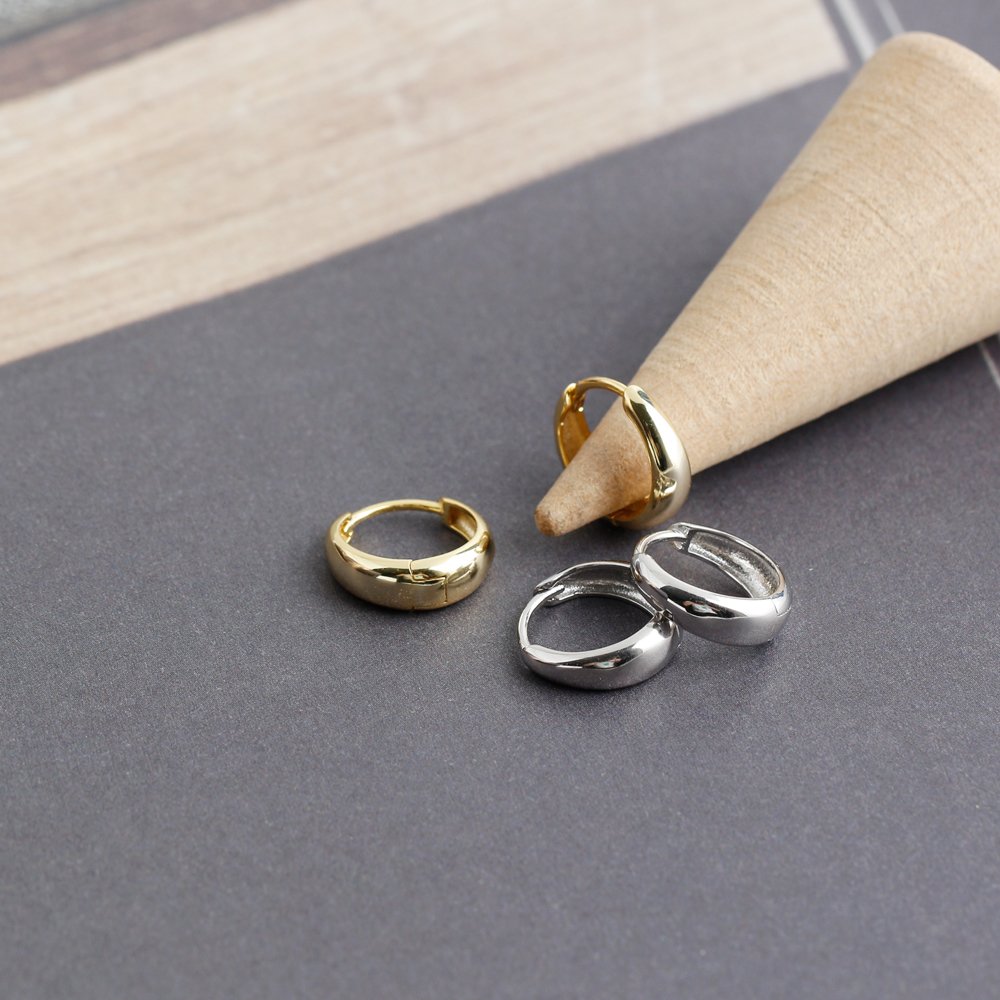 New 925 Sterling Silver geometric minimalist all-match simple pear plain Minimalist Round Hoop Earrings jewelry for women