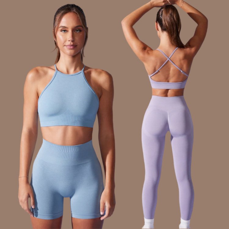 Women 5 Piece Set Seamless Activewear Set Free Match Bra Shorts Leggings Workout Yoga Sets