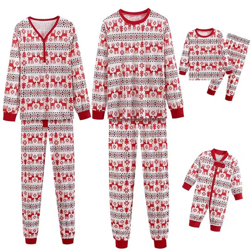 Wholesale 2 Piece Xmas Pjs Red Christmas Open Chest Lapel Plaid Pajamas Matching Family Christmas Pajamas Sets