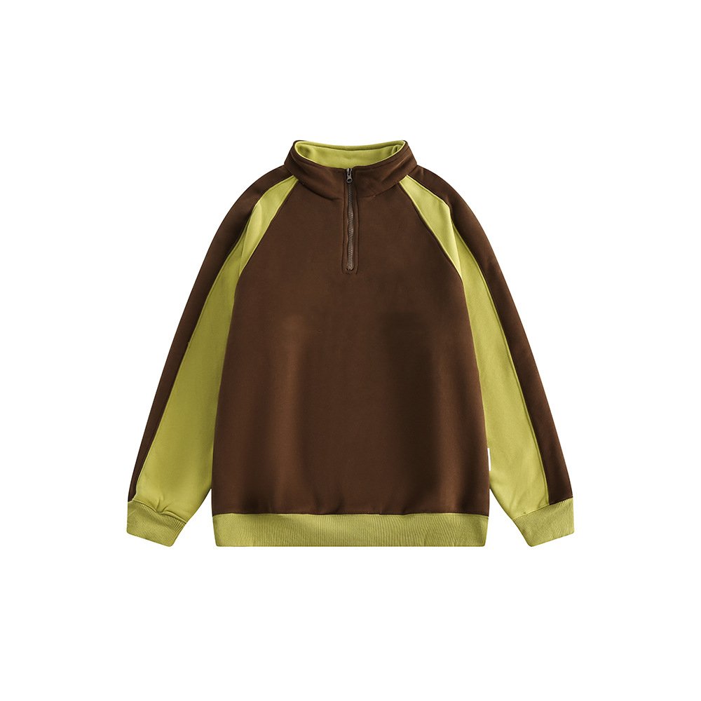 Custom sleeved POLO collar matching color American hoodie women oversize casual all-over top
